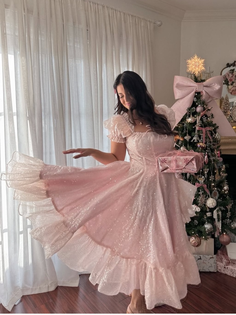 Selkie Sparkling Blush Foxglove Midi Dress